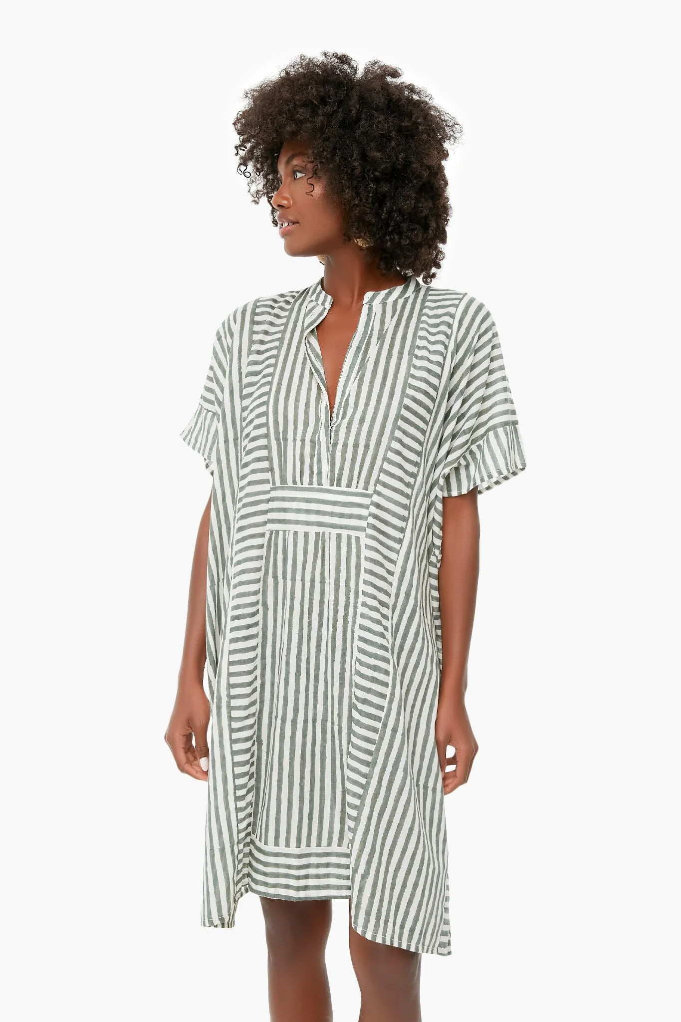 Moss Stripe Emerson Short Caftan
