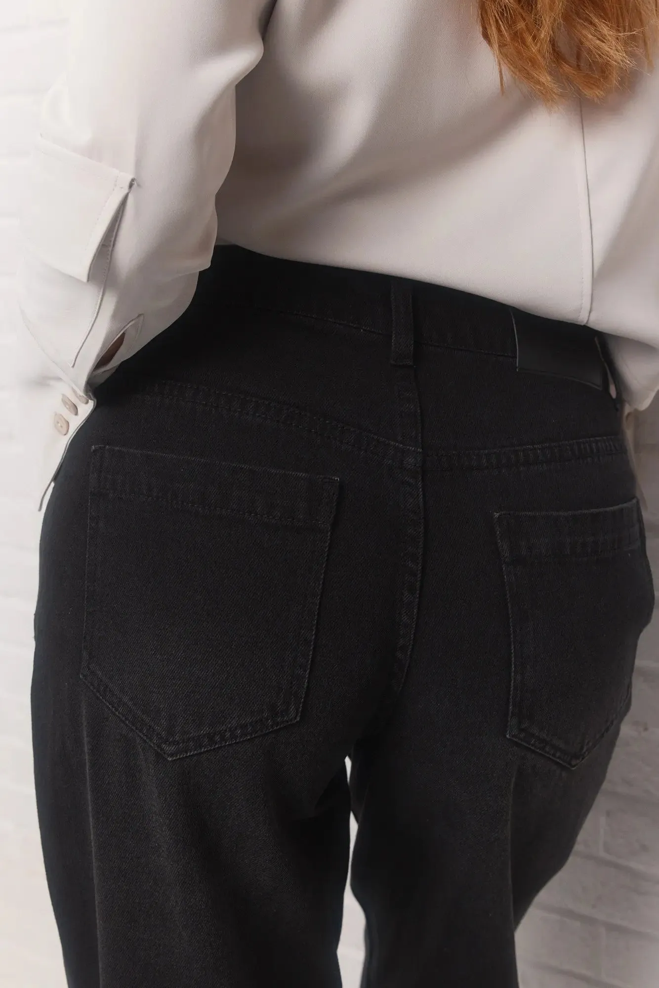Nagano | Jeans jambe droite noir délavé