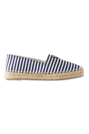 Navy Logo-plaque Striped Canvas Espadrilles