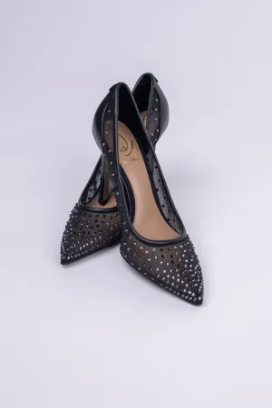 Sam Edelman Hazel Mesh Pointed Toe Pump in Black Mesh