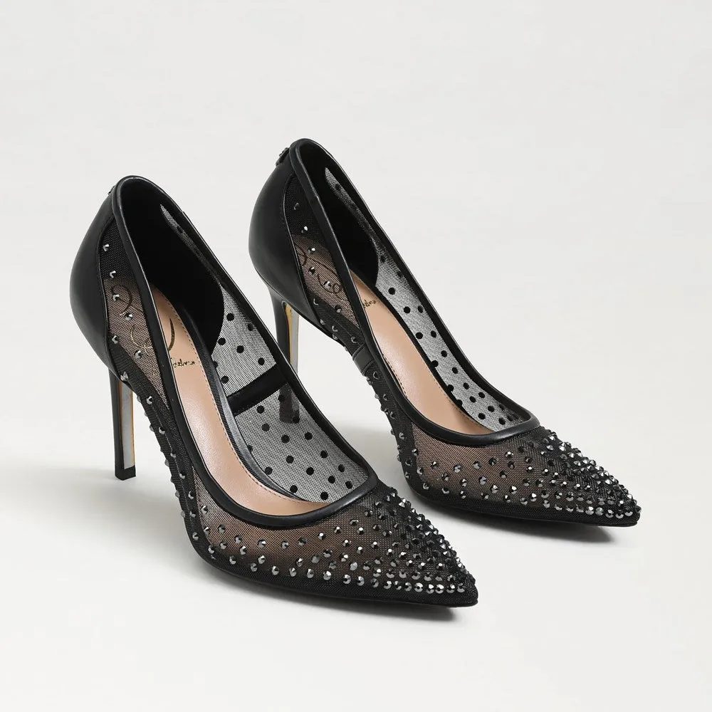 Sam Edelman Hazel Mesh Pointed Toe Pump in Black Mesh