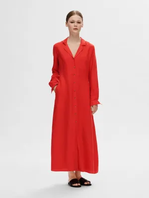Selected Femme Lyra Maxi Shirt Dress - Flame Scarlet