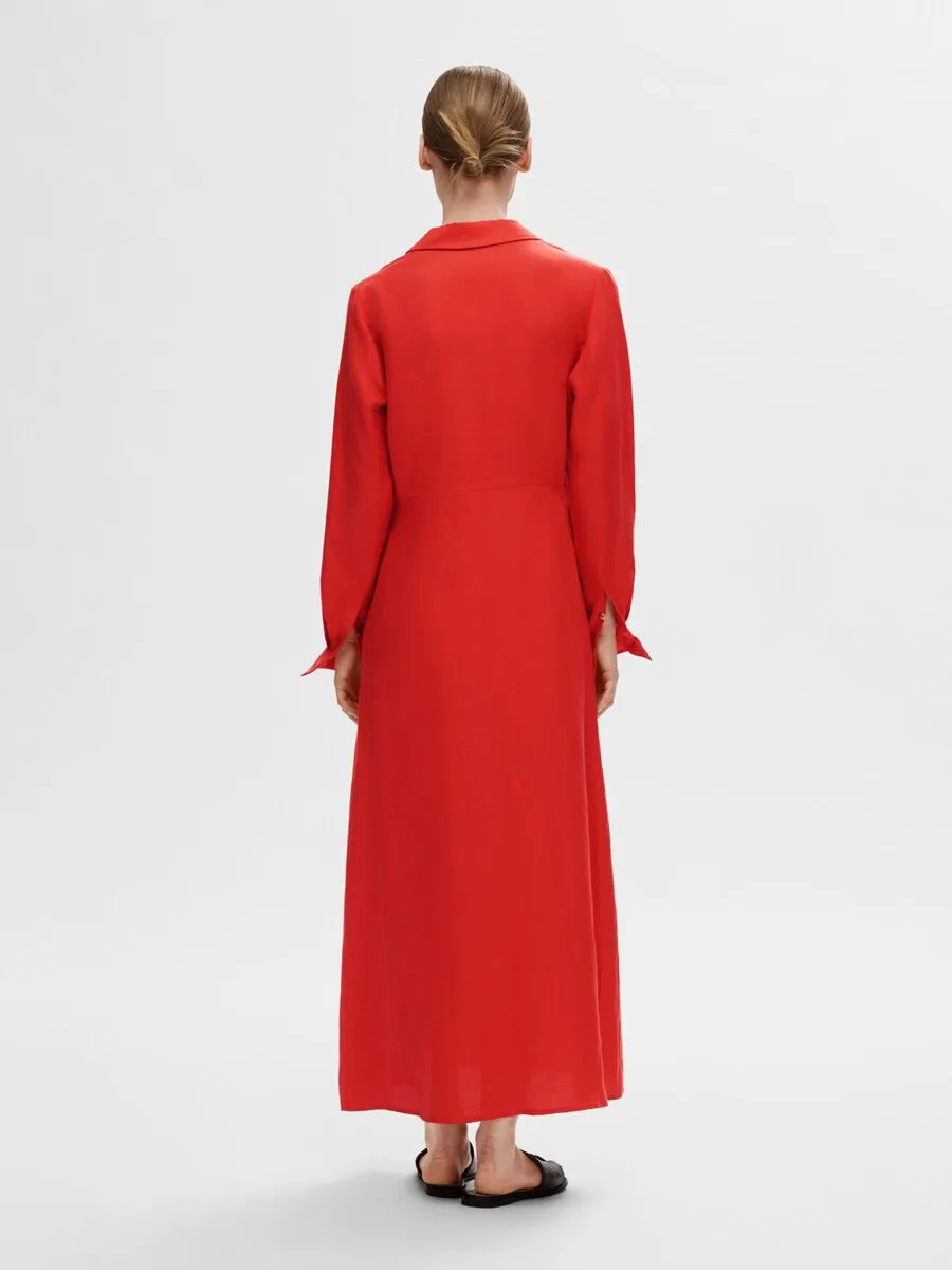 Selected Femme Lyra Maxi Shirt Dress - Flame Scarlet