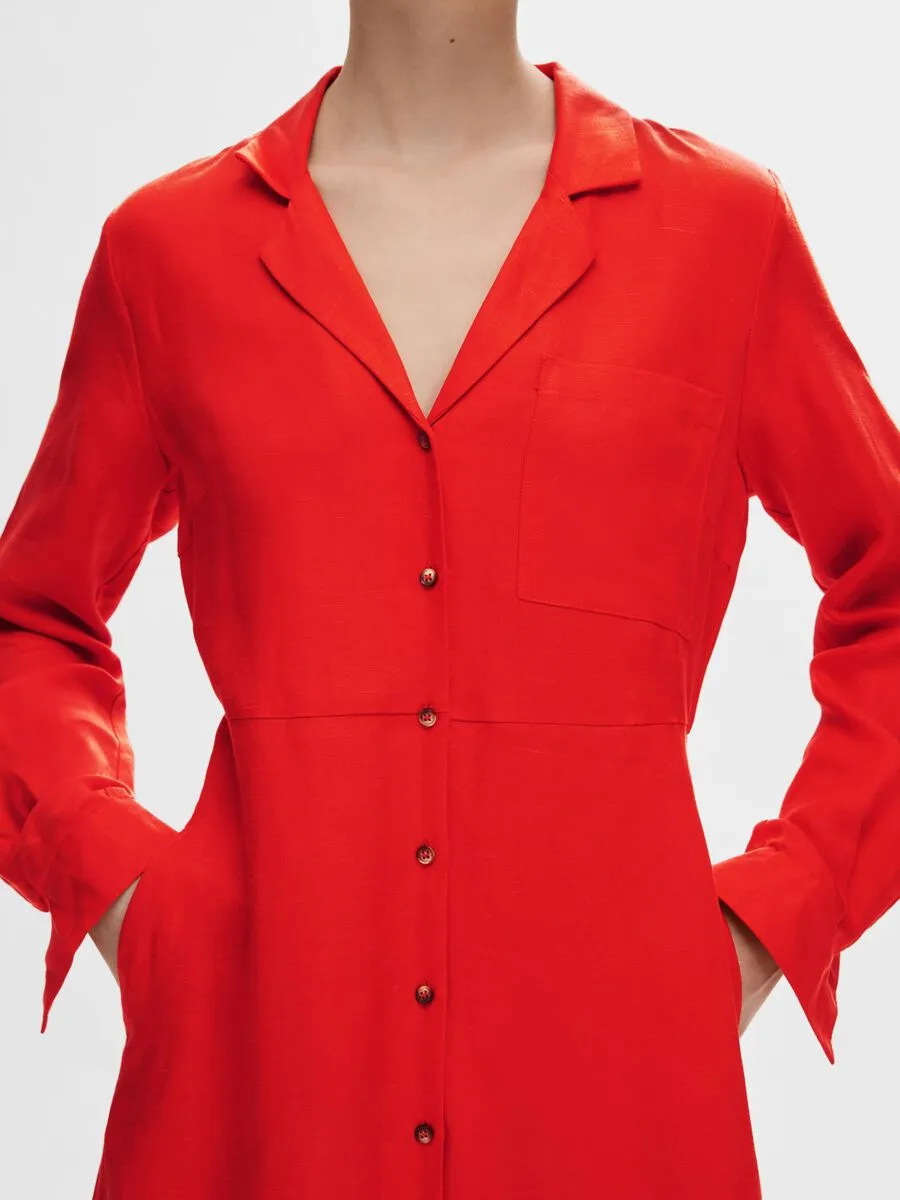 Selected Femme Lyra Maxi Shirt Dress - Flame Scarlet