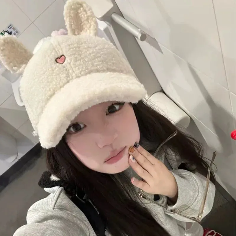 Sohiwoo Artificial Lamb Baseball Hats For Women&Men Winter Thicken Warm Snapback Caps Unisex Outdoor Coldproof Ski Cycling Casquette Hat