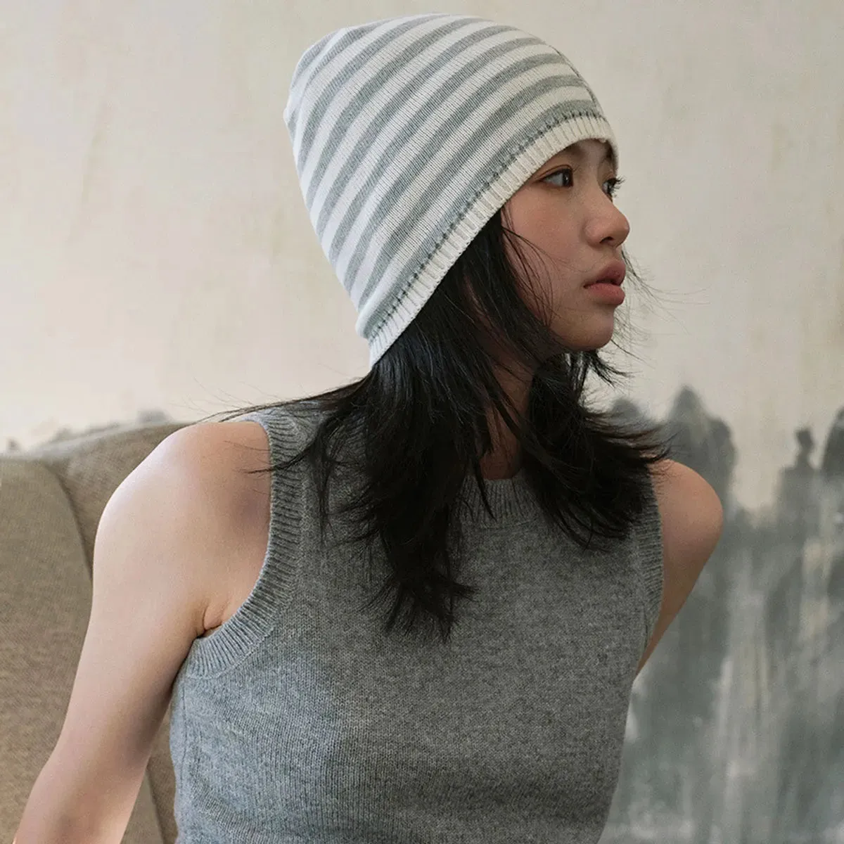 Sohiwoo Cotton Blend Knitted Beanies Hats For Women&Men Winter Warm Skullies Caps Unisex Outdoor Coldproof Ear Protection Hat Bonnet