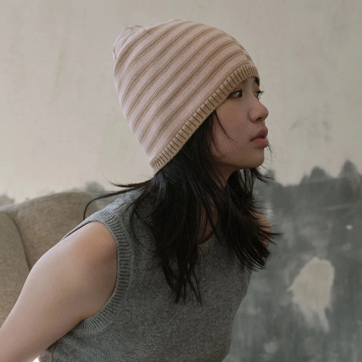 Sohiwoo Cotton Blend Knitted Beanies Hats For Women&Men Winter Warm Skullies Caps Unisex Outdoor Coldproof Ear Protection Hat Bonnet