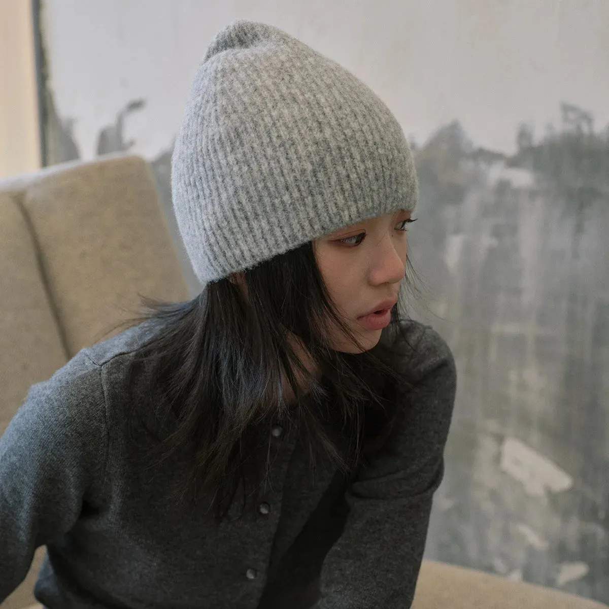 Sohiwoo Wool Blend Knitted Beanies Hats For Women&Men Winter Warm Soft Skullies Caps Unisex Outdoor Coldproof Ear Protection Hat Bonnet