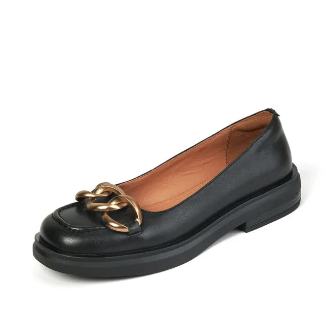 Trina Women's Flat Chain Black Shoes