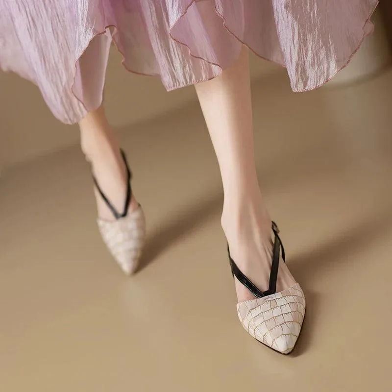 TSS25 Women's Casual Shoes - Leather Low Heel Sandals