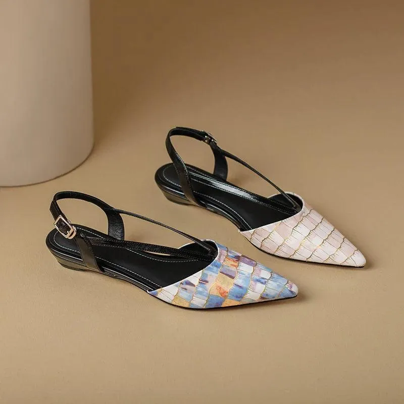 TSS25 Women's Casual Shoes - Leather Low Heel Sandals