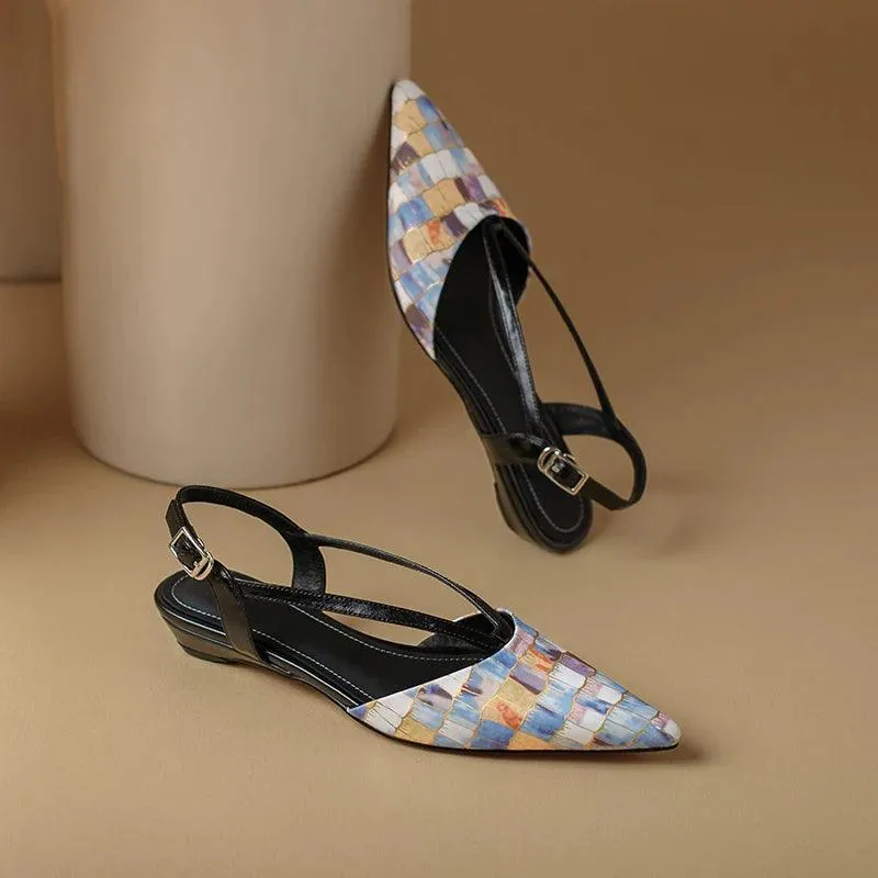 TSS25 Women's Casual Shoes - Leather Low Heel Sandals