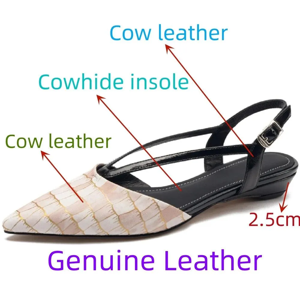 TSS25 Women's Casual Shoes - Leather Low Heel Sandals