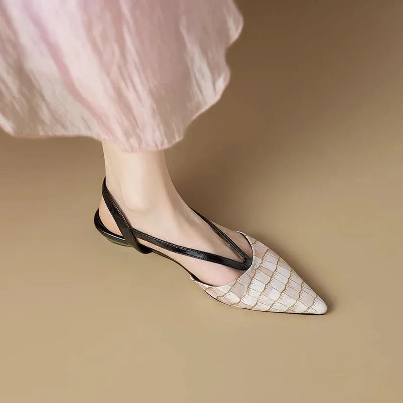 TSS25 Women's Casual Shoes - Leather Low Heel Sandals