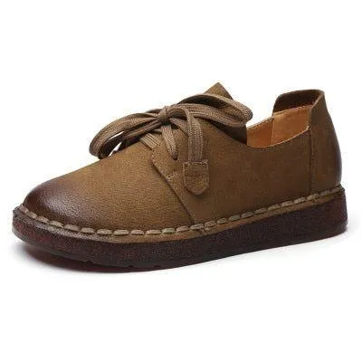 Women's Casual shoes Loafers Handmade Brown Flats 7210