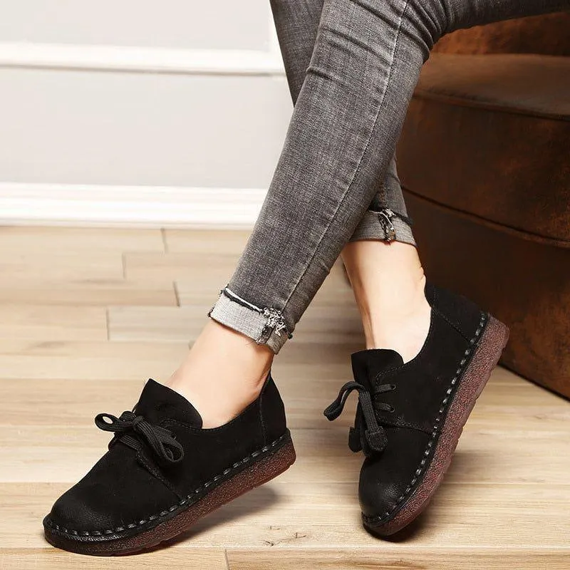 Women's Casual shoes Loafers Handmade Brown Flats 7210