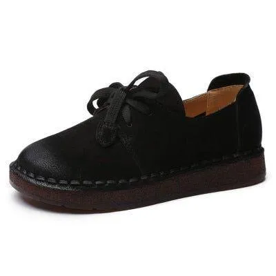 Women's Casual shoes Loafers Handmade Brown Flats 7210