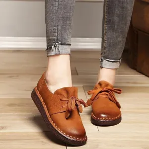 Women's Casual shoes Loafers Handmade Brown Flats 7210