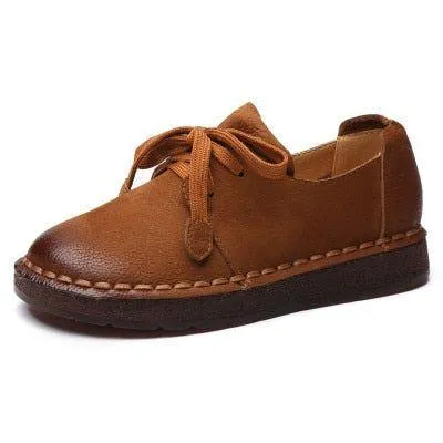 Women's Casual shoes Loafers Handmade Brown Flats 7210