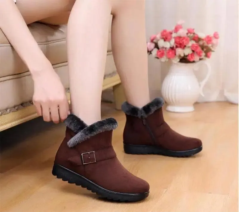 Women's Casual Shoes Solid Warm Plush Sneakers Ankle Boots 18-LXZ107