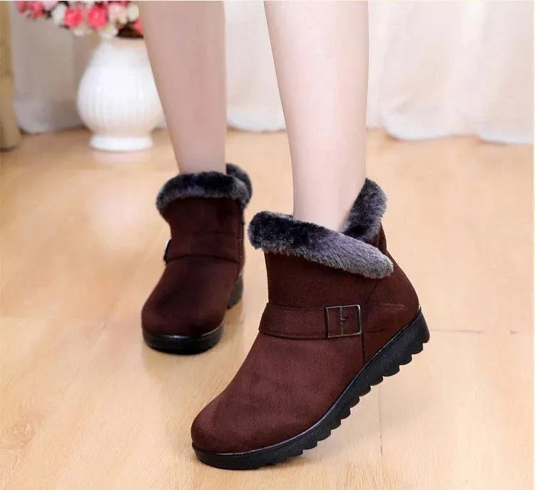 Women's Casual Shoes Solid Warm Plush Sneakers Ankle Boots 18-LXZ107