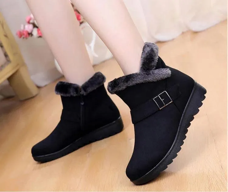 Women's Casual Shoes Solid Warm Plush Sneakers Ankle Boots 18-LXZ107