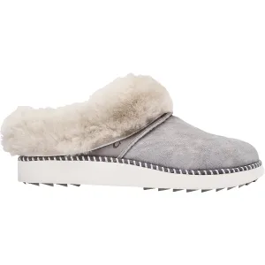 Women's OluKai Ku'i Fog/Mist Grey Leather/Shearling