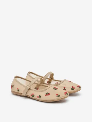 Yellow Pink Floral Embroidered Ballerina